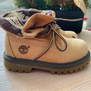 Timberland Kids Tan Boots with Brown Accents